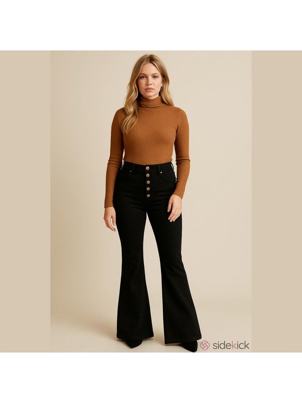 ModCloth Flare Button Up Jeans Size Large Black